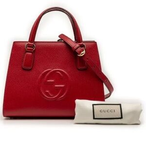 GUCCI Red Soho Top Handle Convertible satchel - Medium